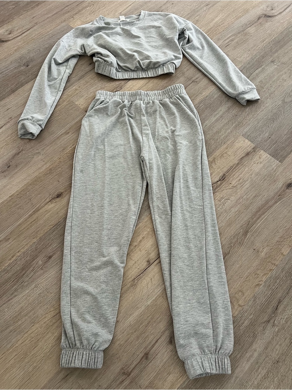 Women's Grey Cropped Sweatshirt & Jogger Set